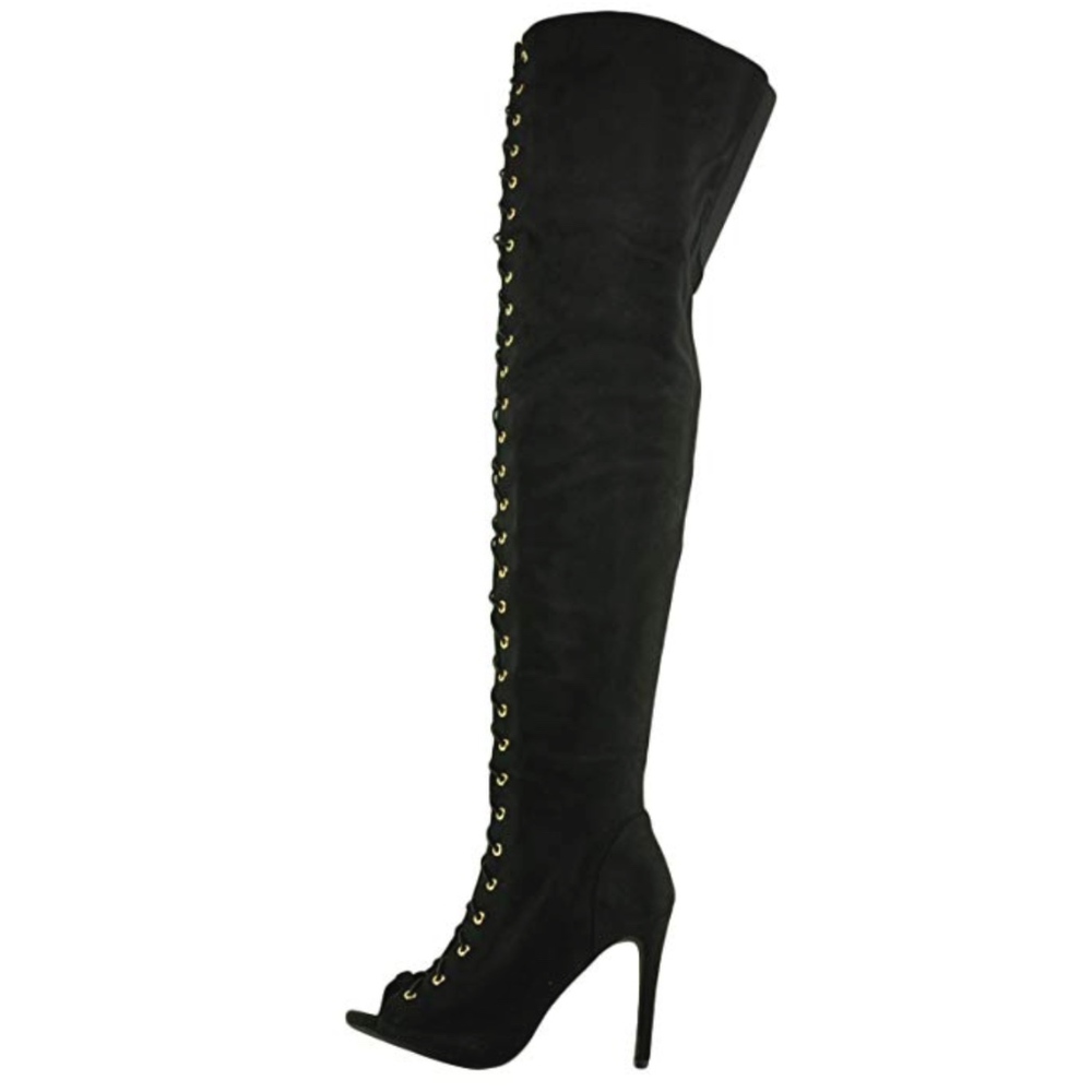Anne Michelle Onelove Peep Toe Corset Lace Boot